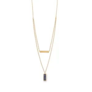 14 Karat Gold Plated Labradorite Double Strand Bar Necklace