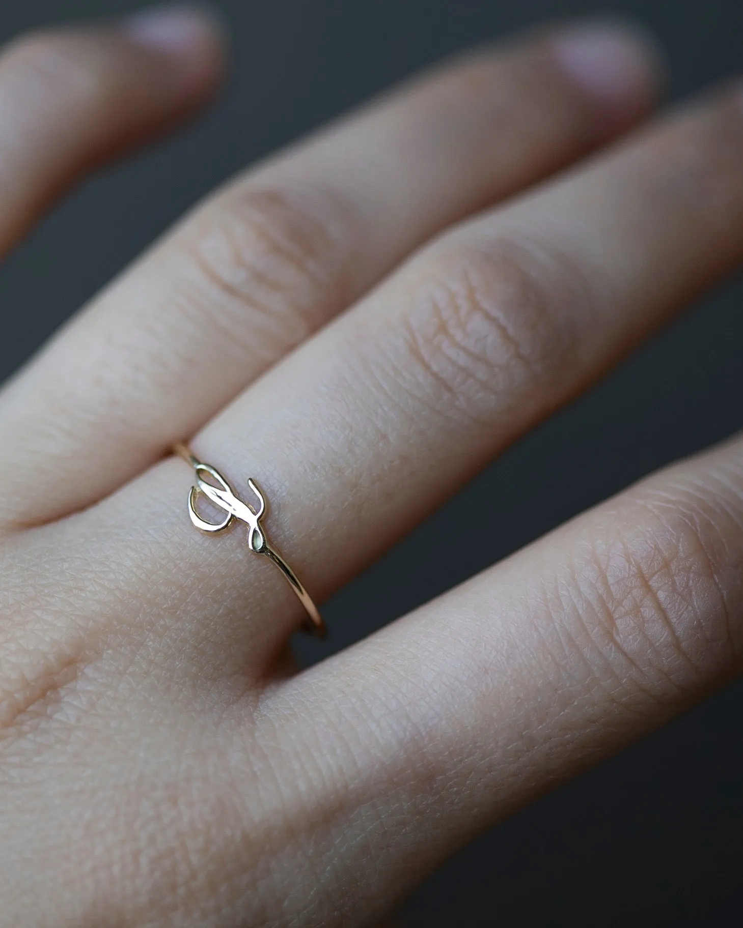 14k Cursive Letter Ring
