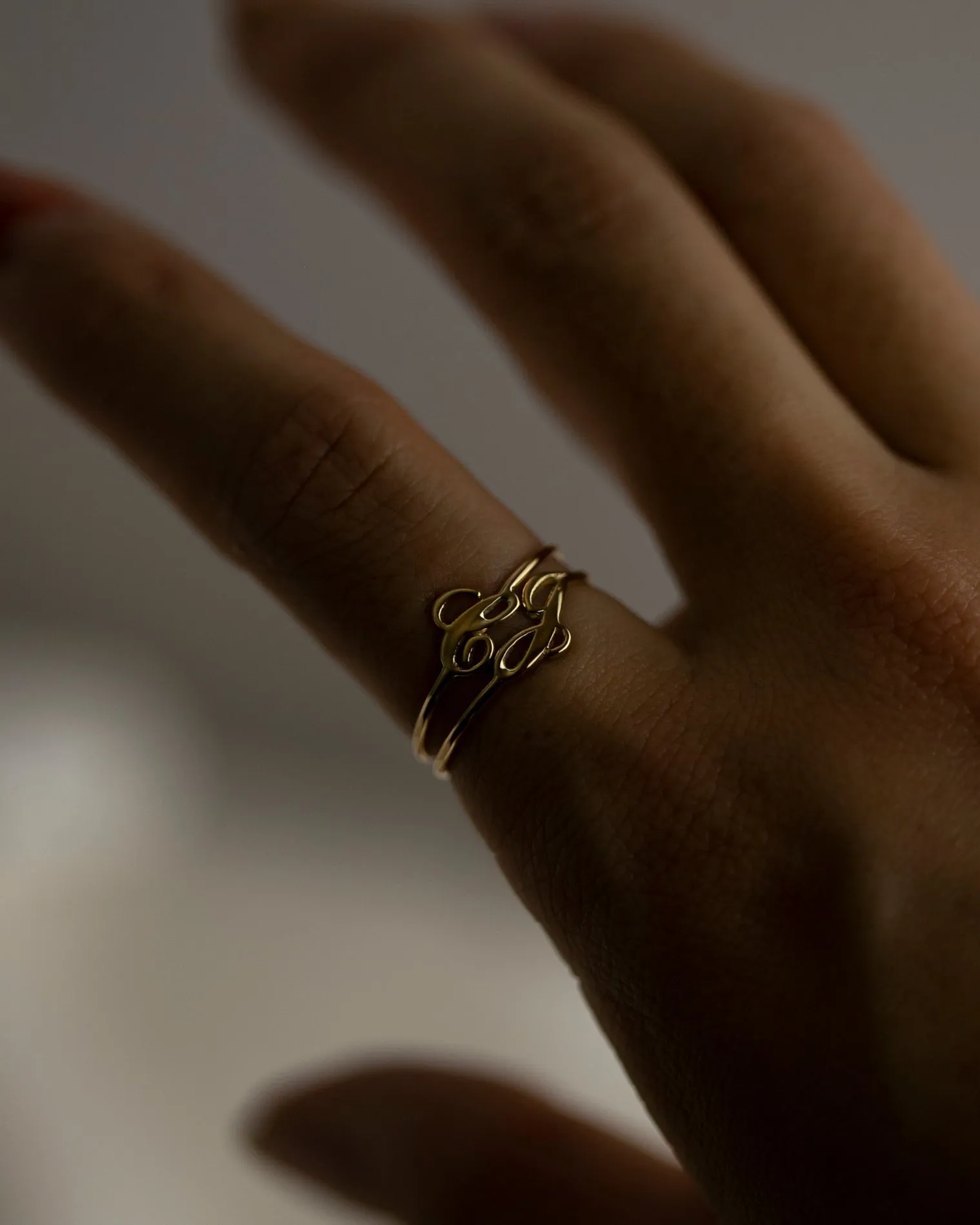 14k Cursive Letter Ring