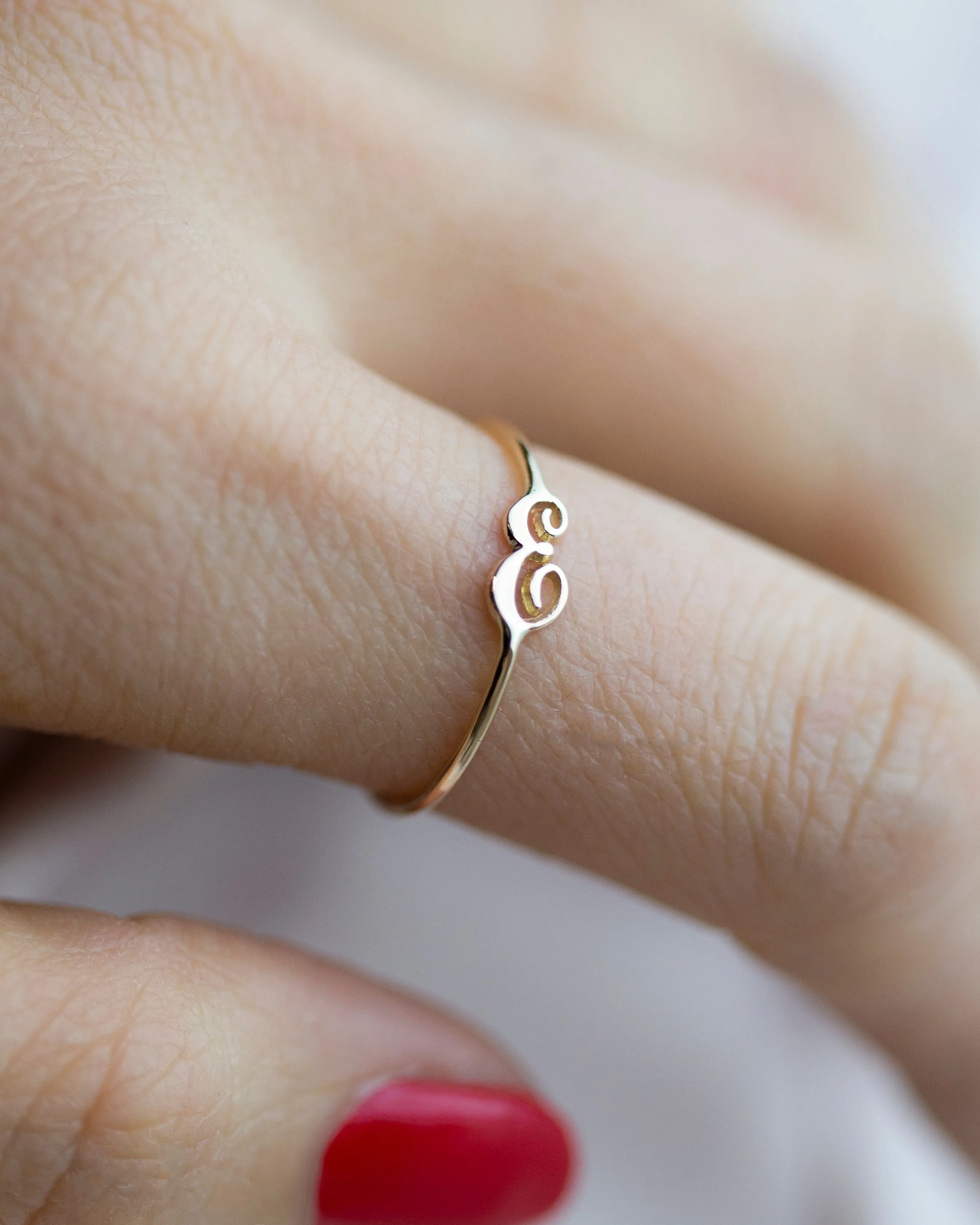 14k Cursive Letter Ring