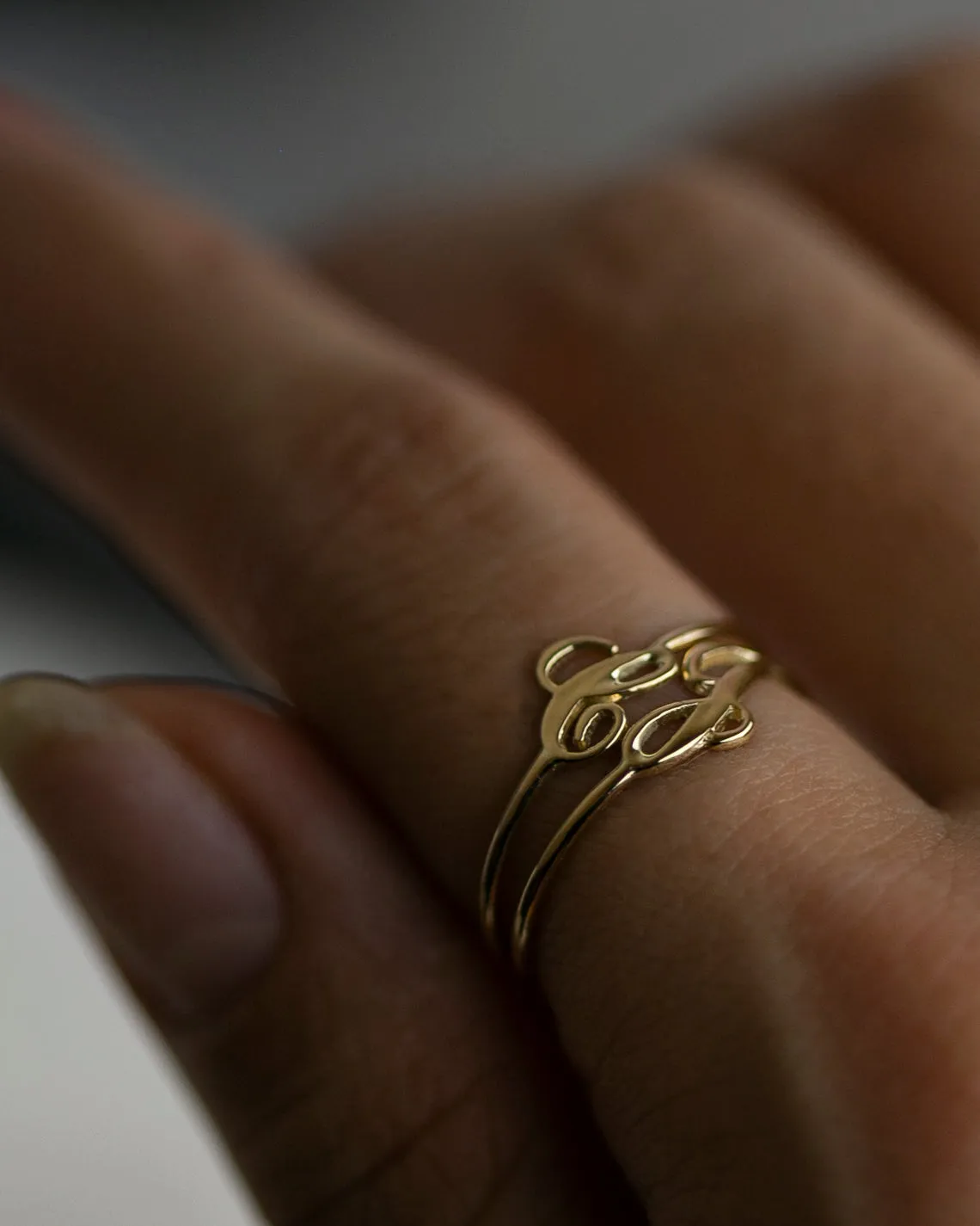 14k Cursive Letter Ring