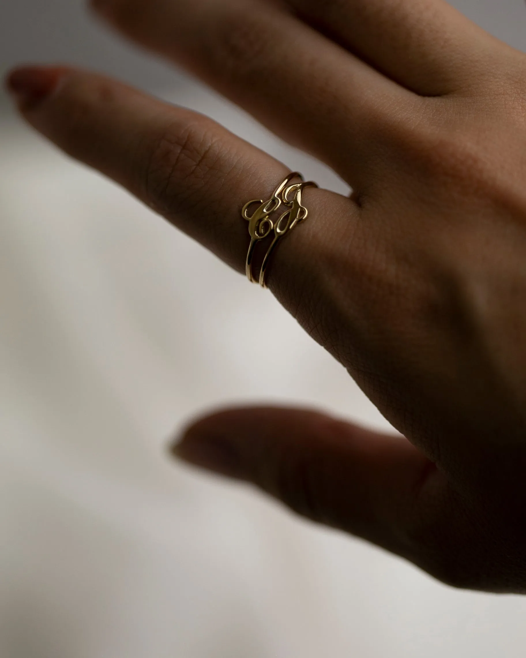 14k Cursive Letter Ring