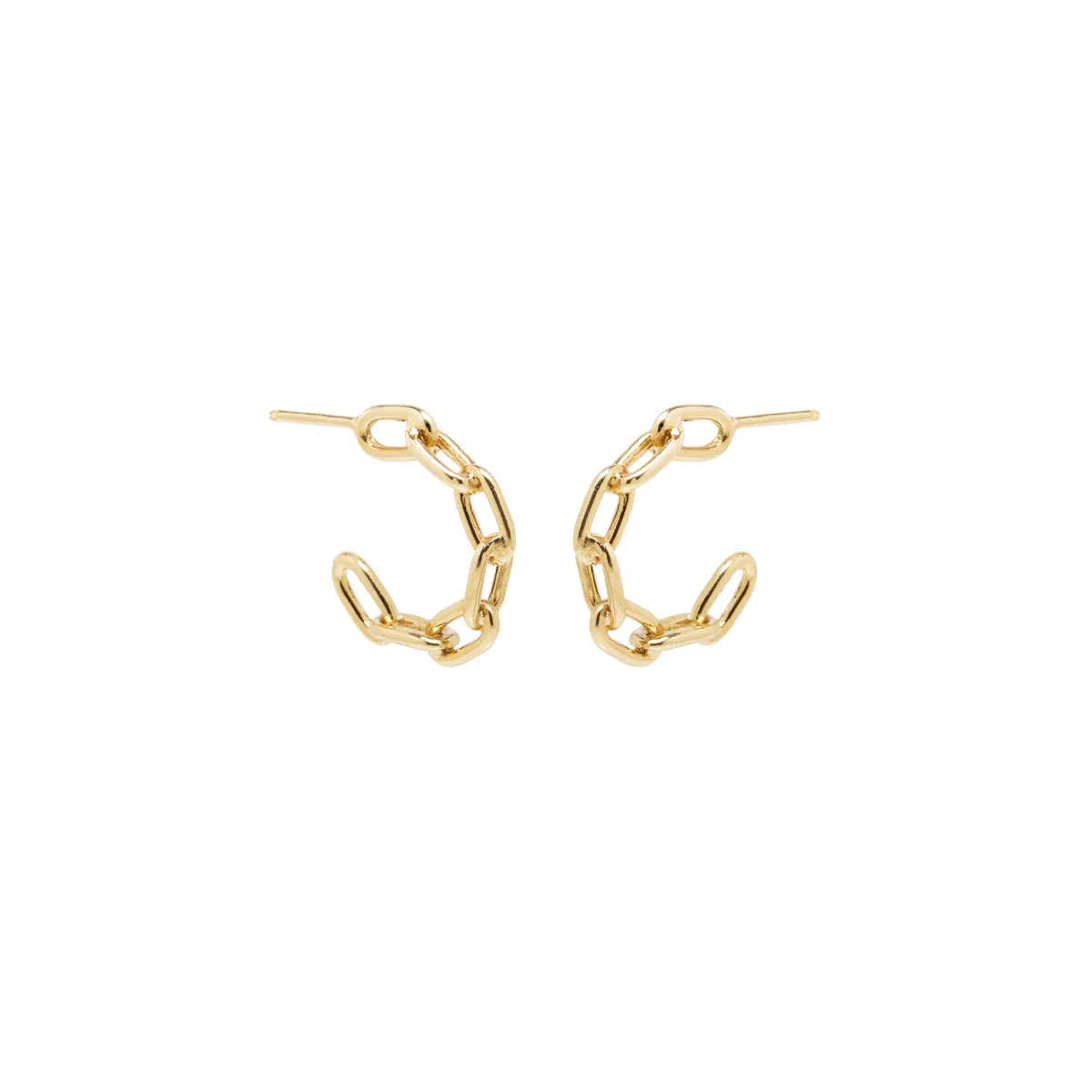 14k Medium Square Oval Link Huggie Hoops