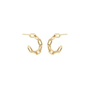 14k Medium Square Oval Link Huggie Hoops