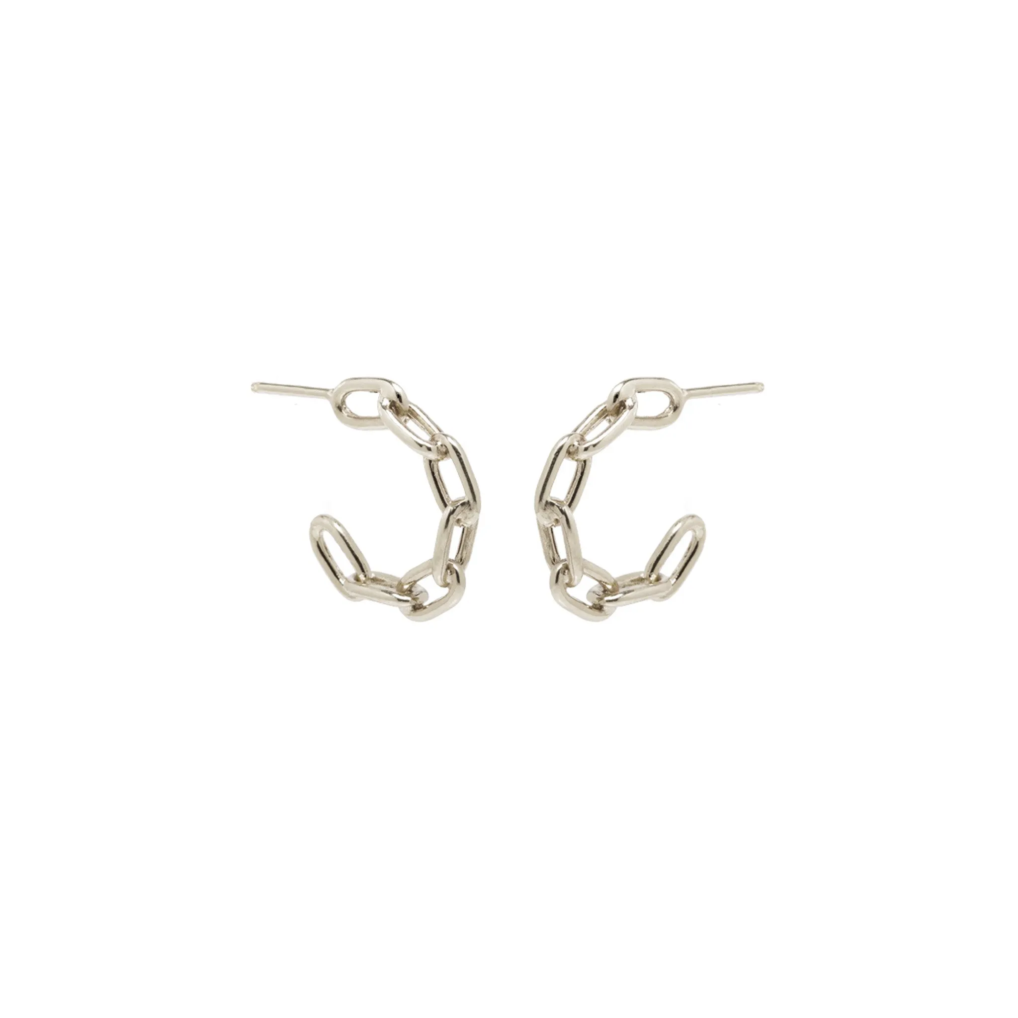 14k Medium Square Oval Link Huggie Hoops