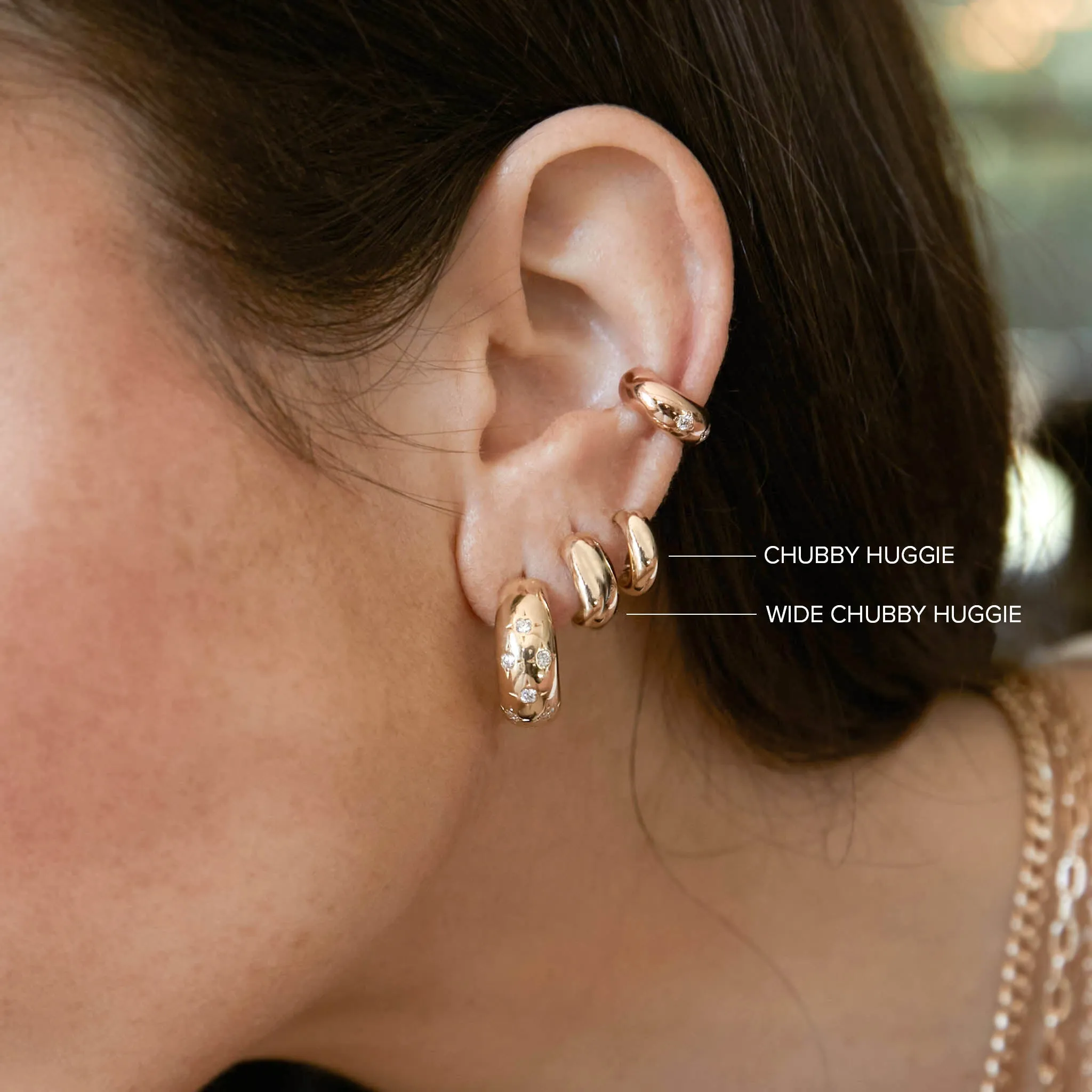 14k Prong Turquoise Chubby Huggie Hoops