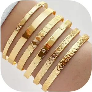 19Pcs Gold Bangle Bracelets Set for Women Boho Multi Layer Stack Textured Bracelets Indian Chunky Bangle Bracelet for Women Teen