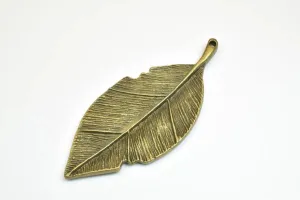 2 PCs Leaf Pendant Antique Green Beads Alloy Metal Bracelets Pendant Size 81x31mm Jump Ring Size 2.5mm For Jewelry Making