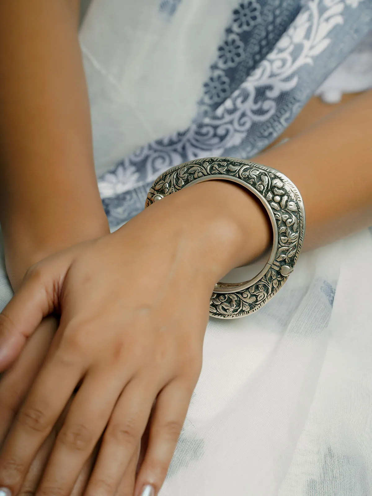 925 Silver Vintage Chittai Handmade Everyday Bangle Single
