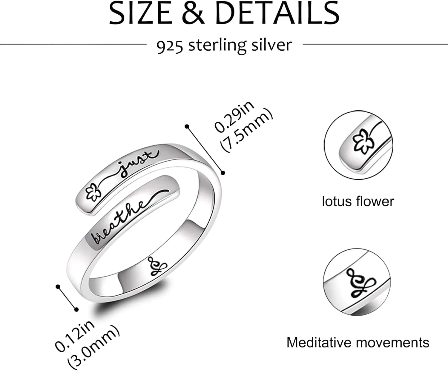 925 Sterling Silver Inspirational Rings for Women Hope Rings Encouragement Jewelry