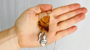Amber & Milagro Pendants Necklace. Mexico. Sterling Silver and Amber.
