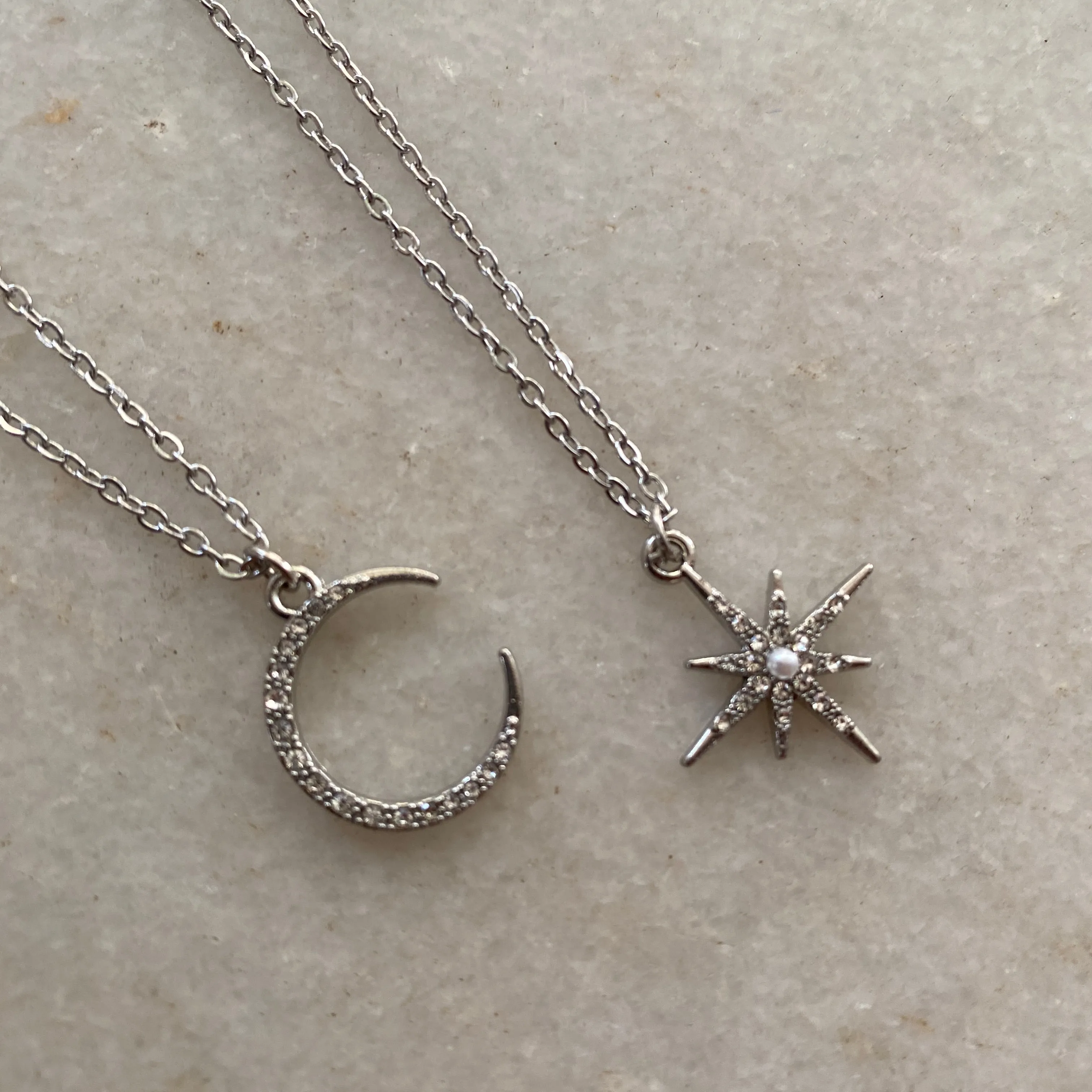 BEST FRIENDS COMBO MOON AND STAR NECKLACES