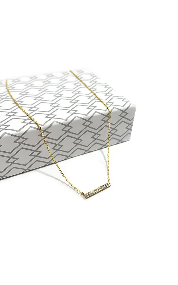 BJNA046GDCRY Gold Double Row Bar Stones Necklace