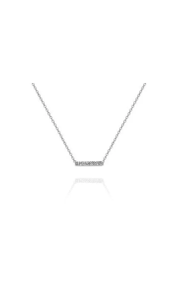 BJNA046RHCRY Rhodium Double Row Bar Stones Necklace
