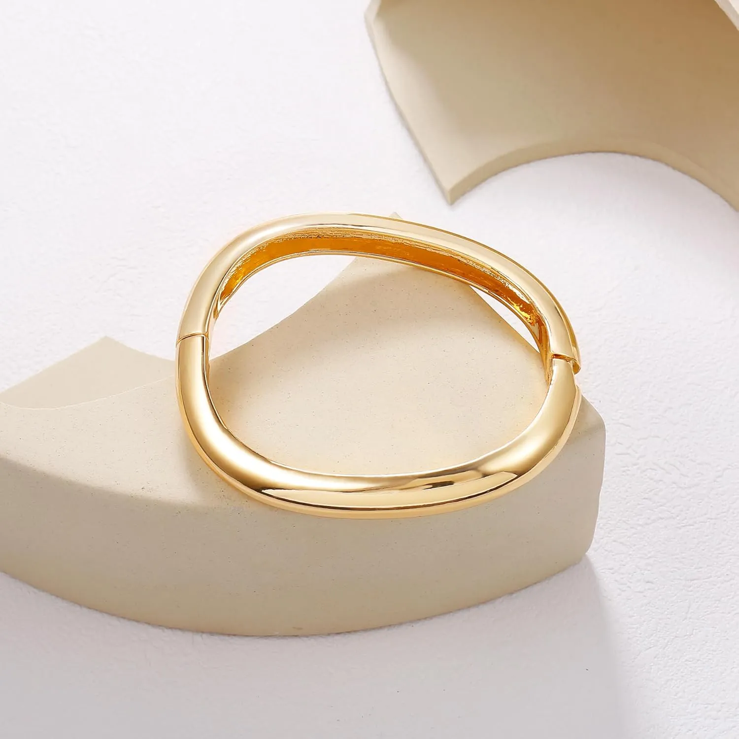 Elegance 11 designs Gold Cuff Bangle Bracelets For Women Set Chunky Trendy Hinged Irregular Cuff Open Wide Gold Bracelet Minimalist Jewelry Gift 2pcs