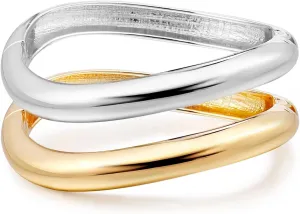 Elegance 11 designs Gold Cuff Bangle Bracelets For Women Set Chunky Trendy Hinged Irregular Cuff Open Wide Gold Bracelet Minimalist Jewelry Gift 2pcs