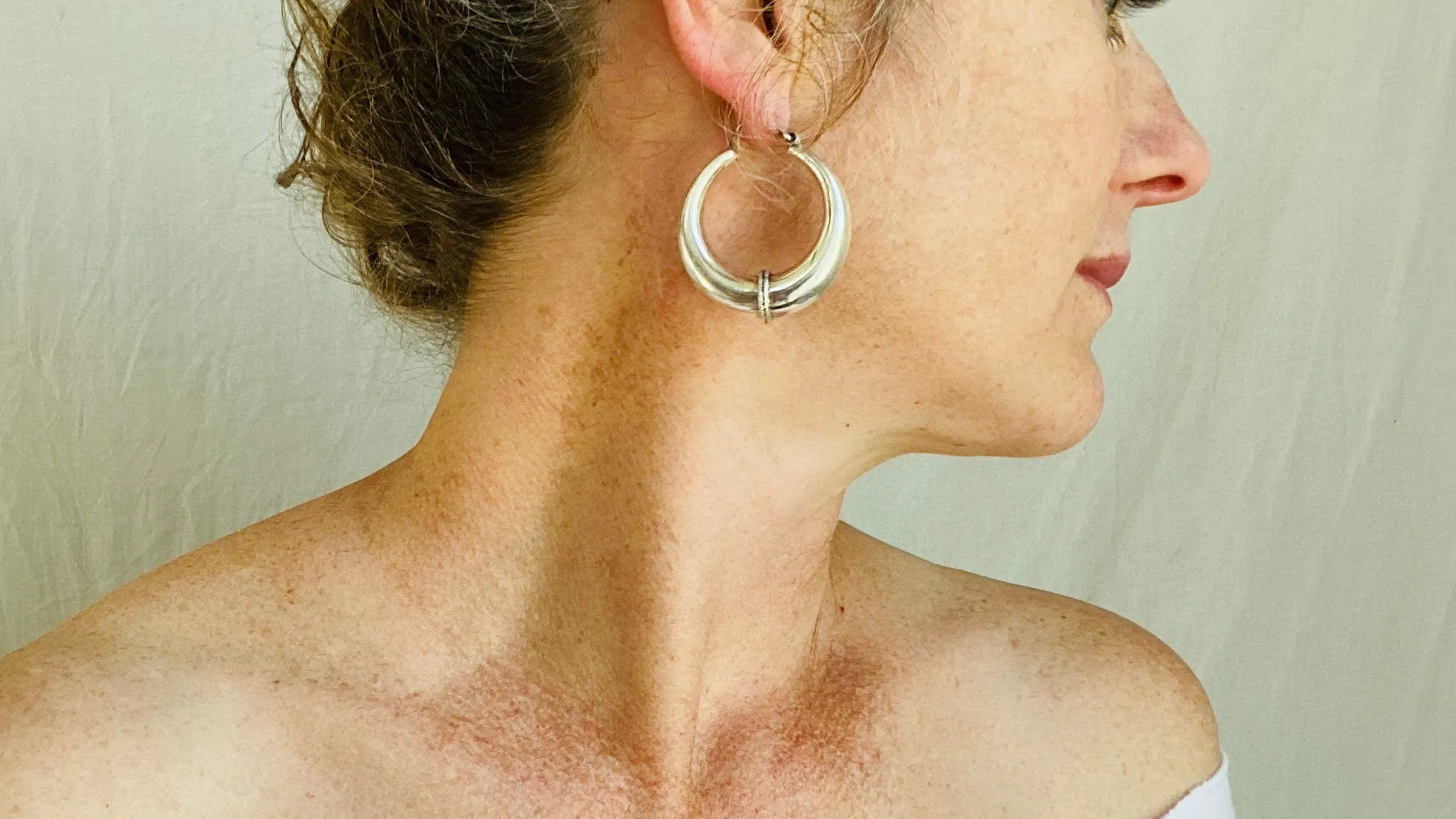 Elegant Hoop Earrings. Wide. Sterling Silver. India