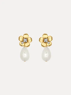 Flower Pearl Drop Earrings