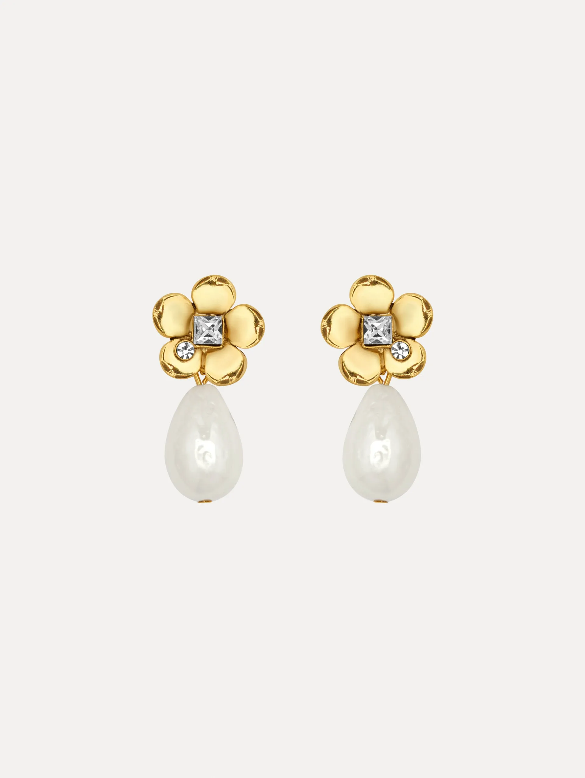 Flower Pearl Drop Earrings