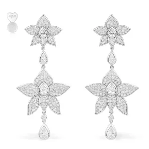 Flowers Drop Earrings - silver