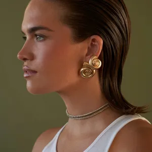 Gold-Plated Stainless Steel Spiral Conch Earrings