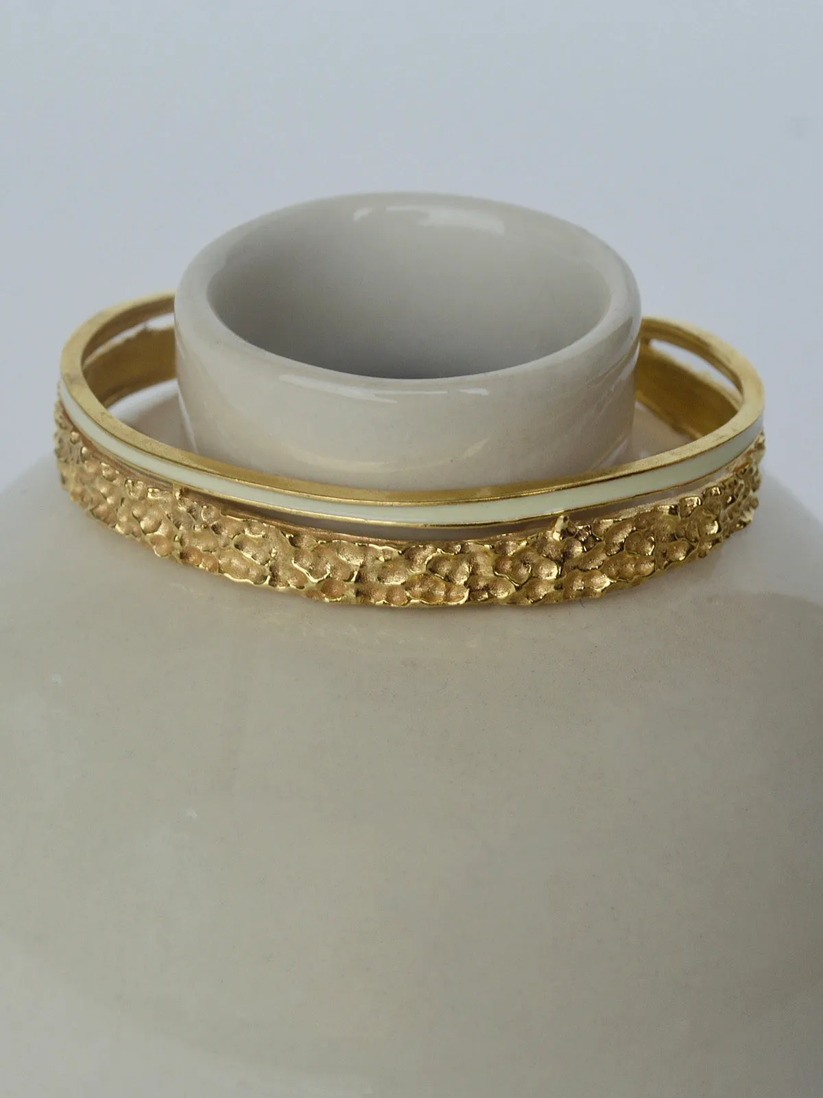 Golden Enamel Oval Bangle Bracelet