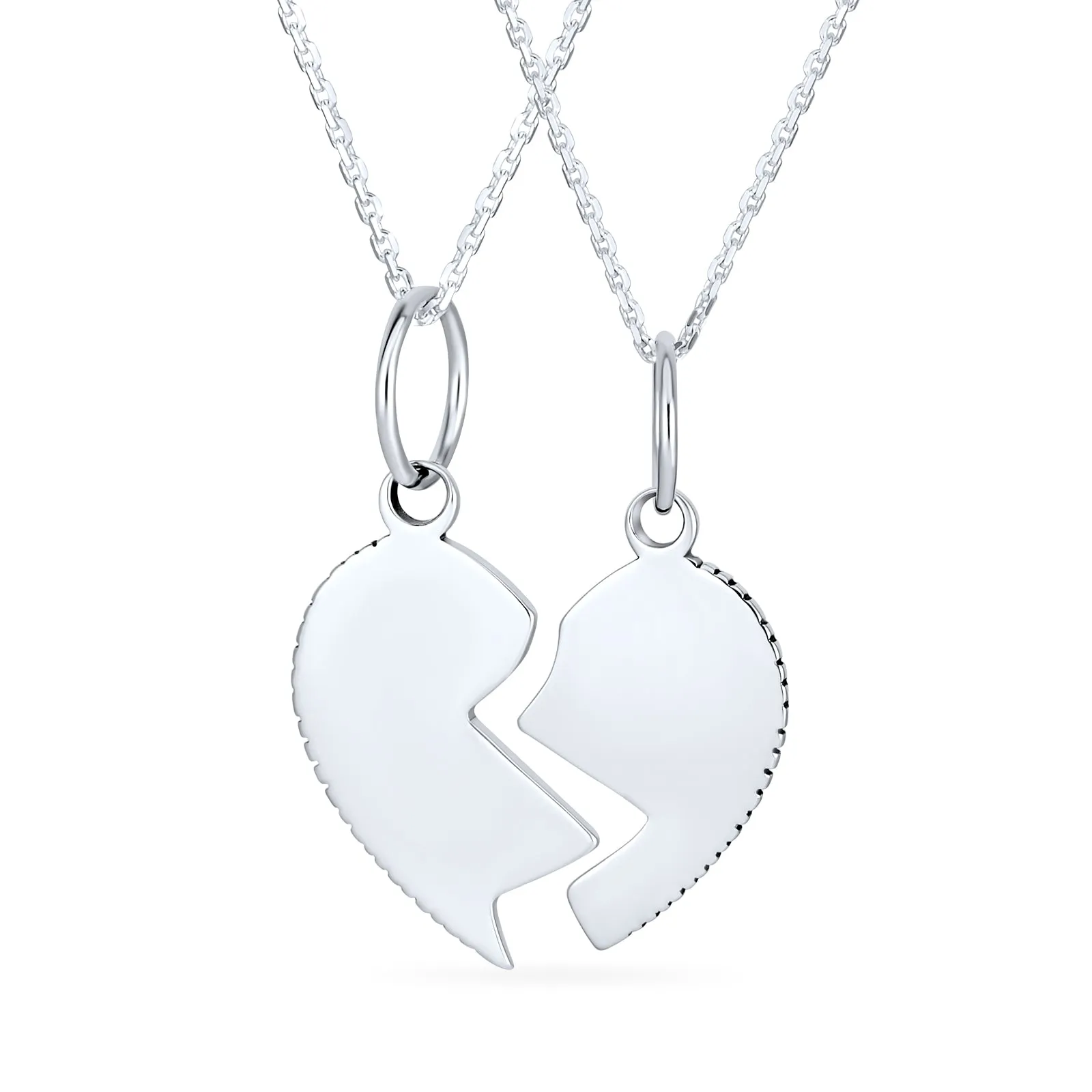 Grandmother Granddaughter Split Broken Heart Sterling Silver Necklace
