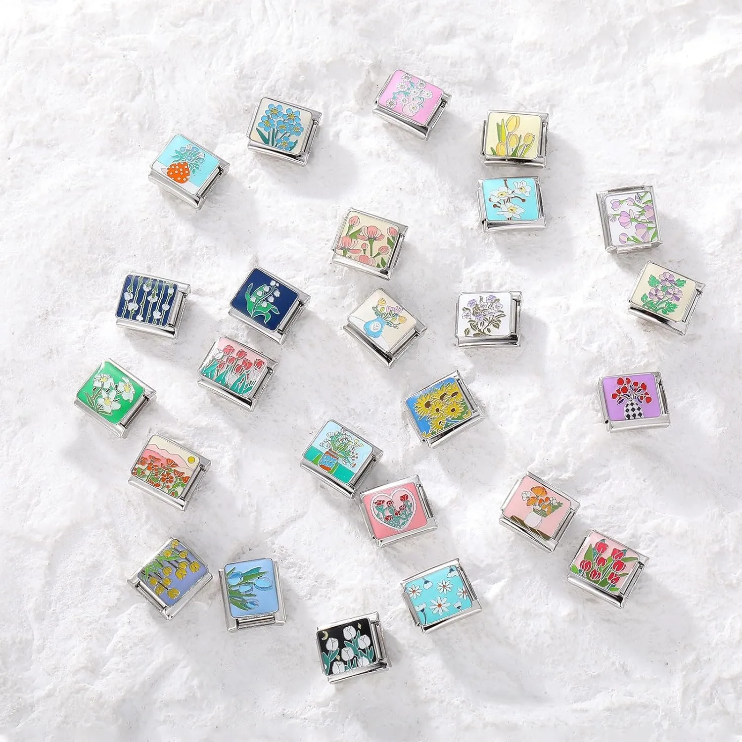 Italian Charm Set for Women, 9mm Italian Charms Link Handmade Bracelet DIY Module Italian Charm Necklaces Anklet Jewelry Gifts