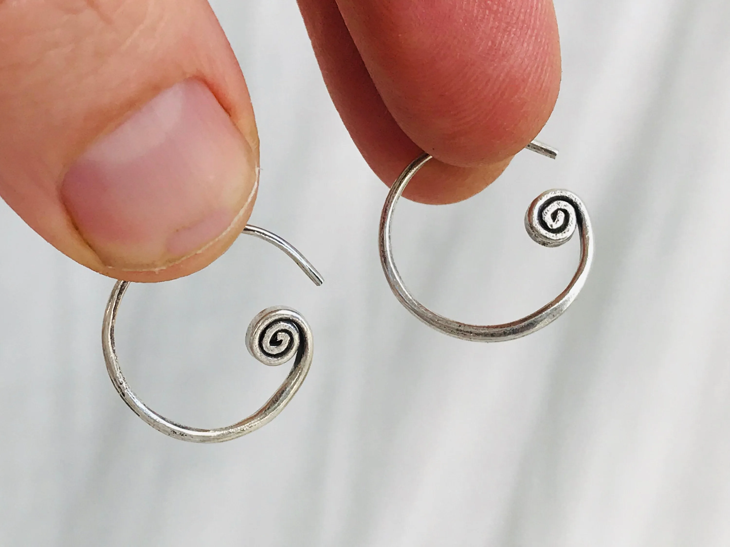 Karen Silver Hoop Earrings. Spiral. Karen Hill Tribe Of Thailand