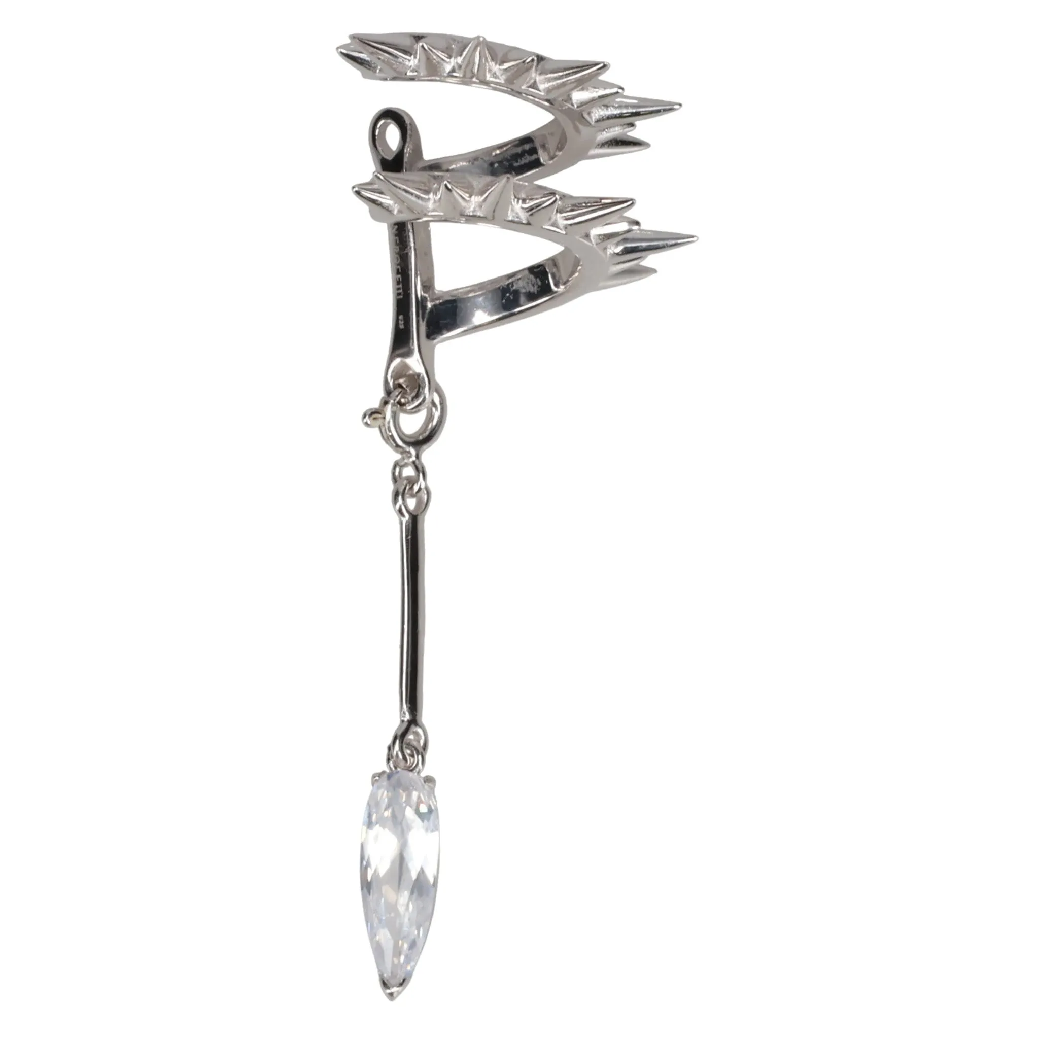 SPIRAL SPUR CLEARCZ DROP EARCUFF / RHODIUM VERMEIL
