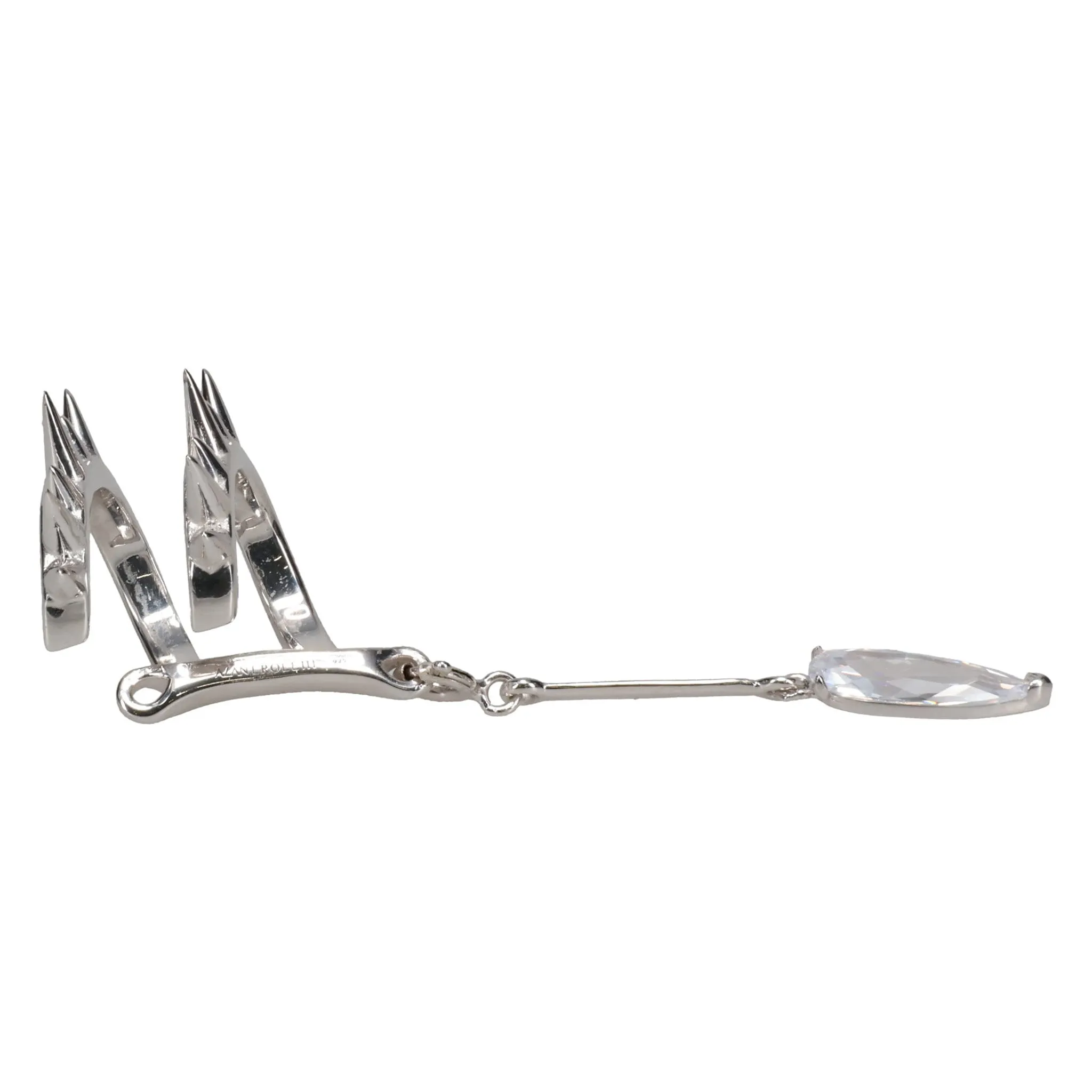 SPIRAL SPUR CLEARCZ DROP EARCUFF / RHODIUM VERMEIL