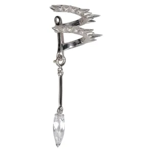 SPIRAL SPUR CLEARCZ DROP EARCUFF / RHODIUM VERMEIL