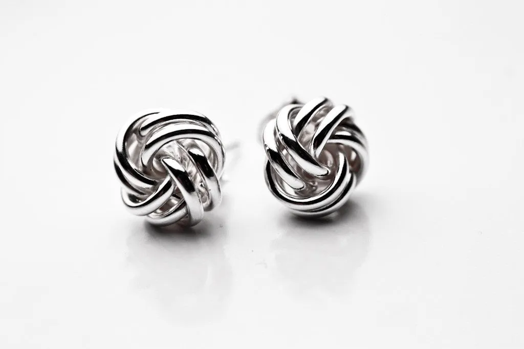 Sterling Silver Love Knot Earrings Studs "Knotty"