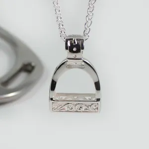 Sterling Silver Scroll Bar Stirrup Pendant Large