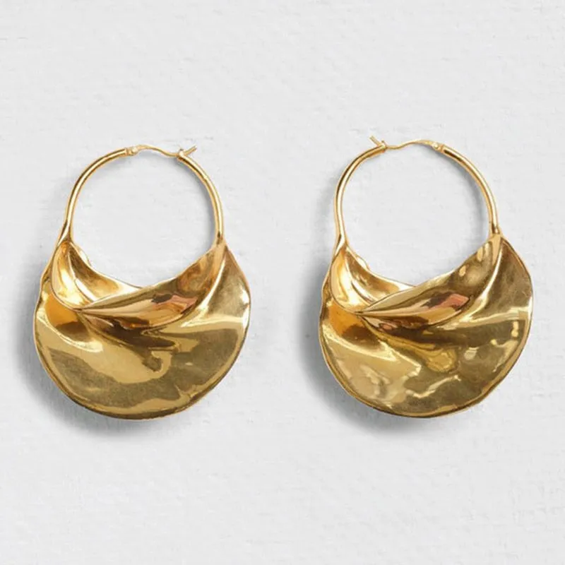 TEEK - Irregular Metal Basket Large Hoop Earrings