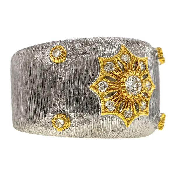 Vintage Diamond Engraved Wide Band