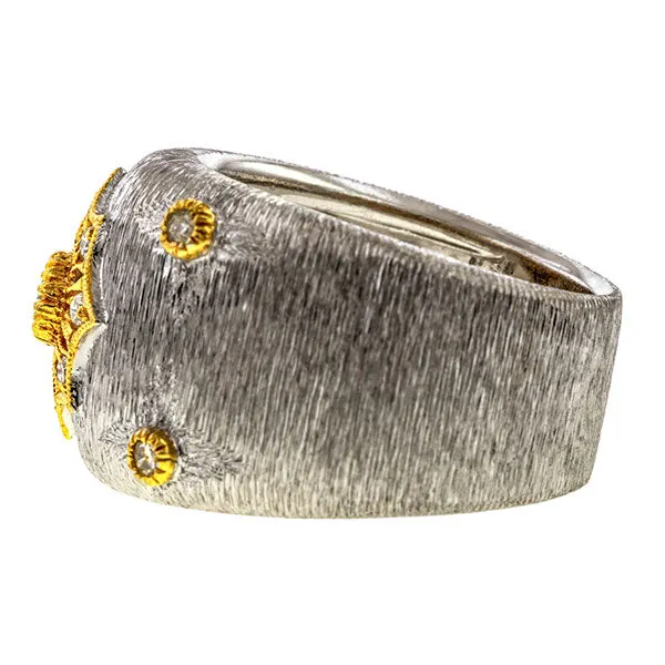 Vintage Diamond Engraved Wide Band